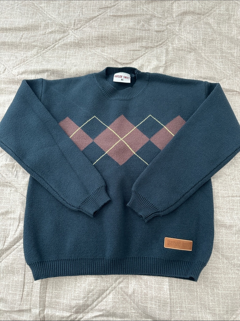 Taylor Swift Navy Argyle Crewneck Sweater